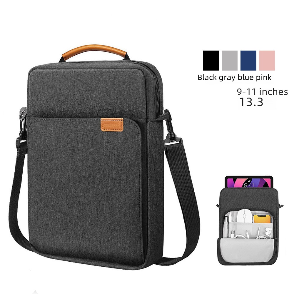Geanta pentru iPad din textil, crossbody/pe umar si de mana, cu buzunar organizator, compatibila 9.7/11 inch, roz, model 0807BM-BSTA00453750-7