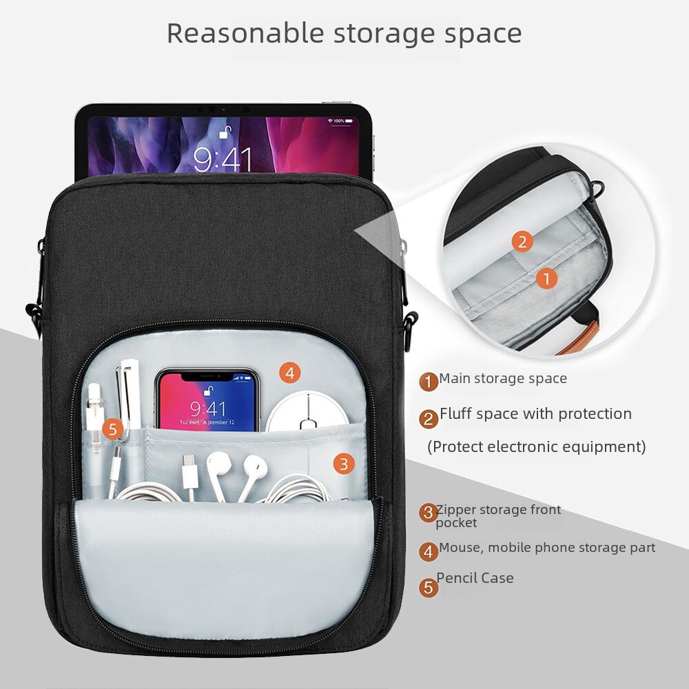 Geanta pentru iPad din textil, crossbody/pe umar si de mana, cu buzunar organizator, compatibila 9.7/11 inch, roz, model 0807BM-BSTA00453750-7
