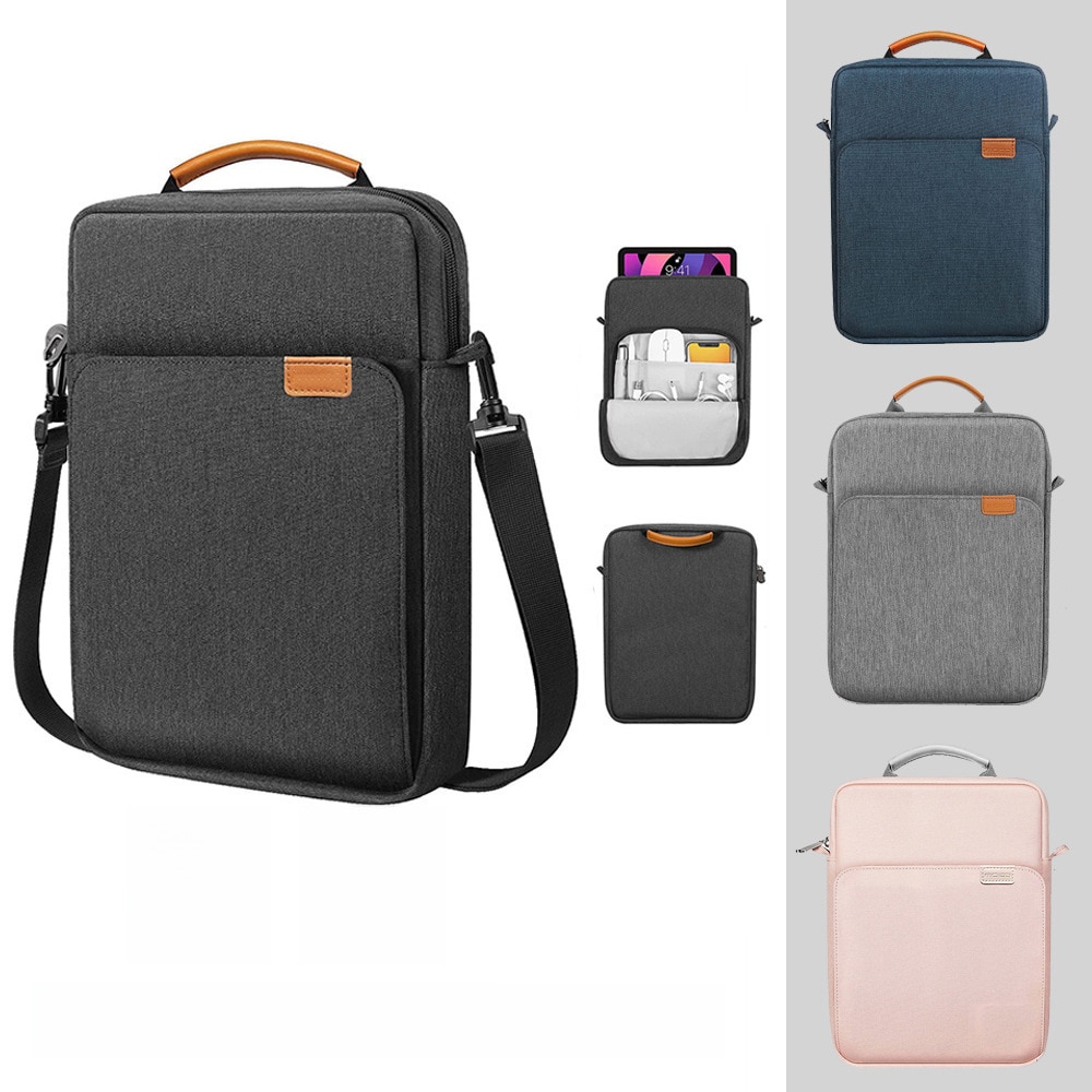Geanta pentru iPad din textil, crossbody/pe umar si de mana, cu buzunar organizator, compatibila 9.7/11 inch, roz, model 0807BM-BSTA00453750-7