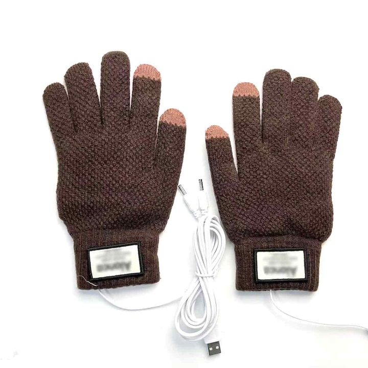 Manusi incalzite cu ecran tactil, Enforose, design unic, captuseala moale, maro