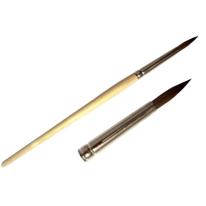 Pensula rotunda Sun Flower Nr 8, par de nurca, maner din lemn, pentru acrilic si portelan