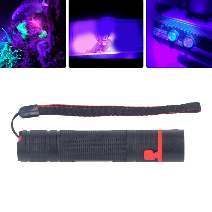 Jormftte UV lámpa, 365nm, alumíniumötvözet, 124mm, USB tápellátás, állati foltok észlelése