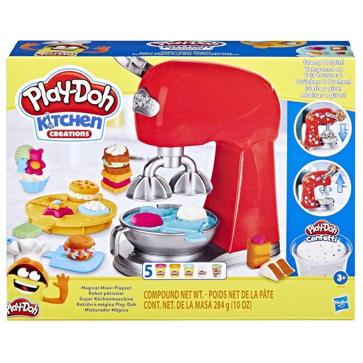 Set plastilina Play-Doh, mixer magic, 5 culori, 18x21x10cm