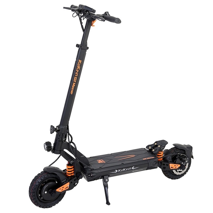 Електрически скутер KuKirin G2 Master, 2 мотора 1000W, батерия 52V 20.8Ah, максимална скорост 60 км/ч, черен цвят, размери 126x59.5x131.5cm