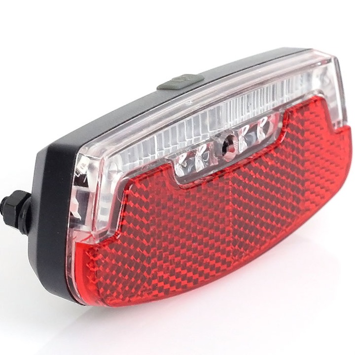 Lampa spate Prox pentru bagaj, 2 LED-uri, neagra, cu functii de iluminare constanta si intermitenta, 2xAAA