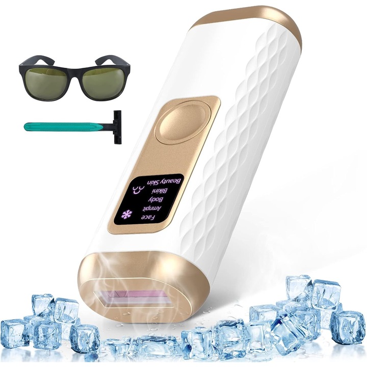 Cozevdnt IPL епилатор, 999900 светкавици, 5 енергийни нива, охлаждаща функция, за тяло и лице, бикини, крака, подмишници