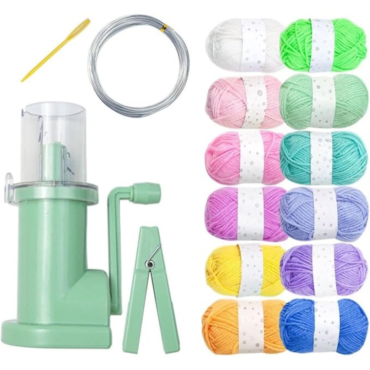 Set masina de tricotat manuala Cozevdnt, 12 fire colorate, compact ...