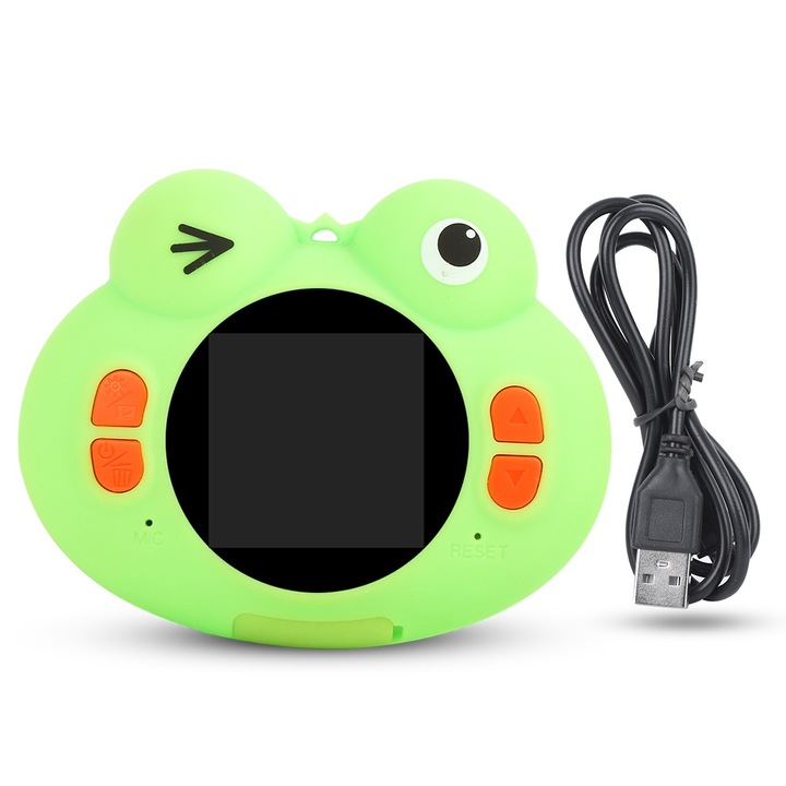 Спортна видеокамера Longziming, дизайн на жаба, управление с един бутон, зелена, със слот за карта памет