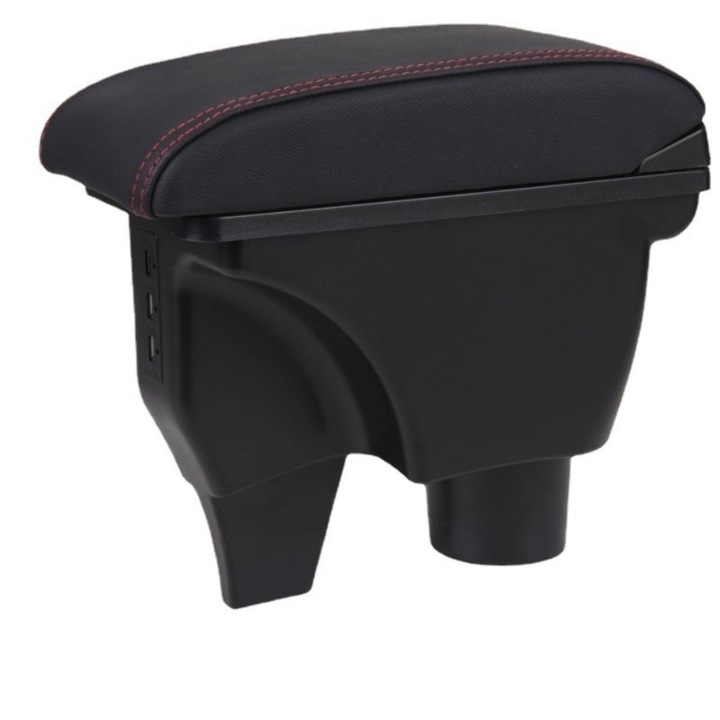 Cutie de depozitare pentru cotiera auto din piele, Cozevdnt, neagra, cu 7 USB, pentru Suzuki Sx4 2008-2017