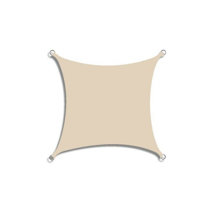 2x2M Слънцезащитно платно за тераса, UV защита, водоустойчив плат, устойчив на атмосферни влияния, за тераси, басейни, кремаво бял