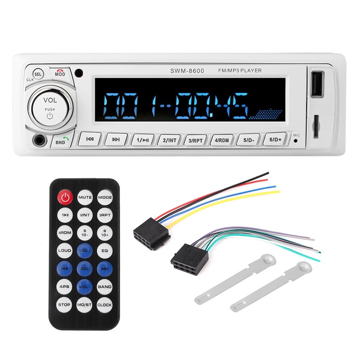 Player MP3 auto, Bluetooth, radio FM, 4 canale stereo, 178x50x85mm, set complet