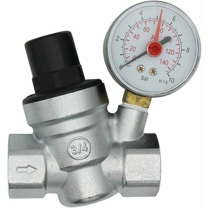 Редуктор за водно налягане DN20 3/4 инча с манометър, Cozevdnt, 1 bar, -20x110°C