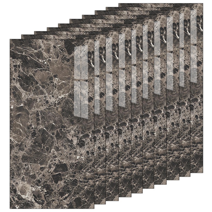 Комплект от 10x Premium 3D Teno® мраморни тапети, покриваща повърхност 1,8 кв.м., самозалепващи се, водоустойчиви, лесни за поставяне, модерен дизайн, 30x60 см, модел 40, кафеникавосив