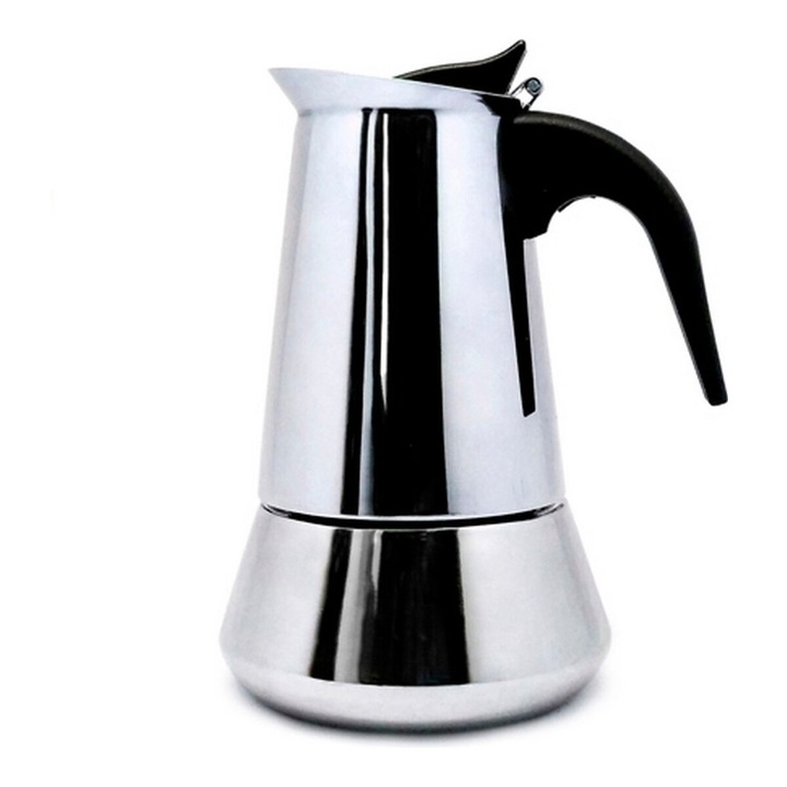 Cafetiere pentru Espresso, Cappuccino, Latte, negru/argintiu