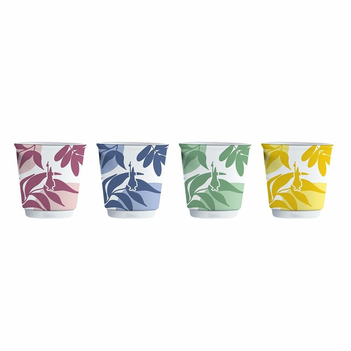 Set 4 cani de cafea, Bialetti Primavera, portelan, 90 ml, multicolor