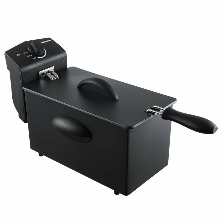 Set friteuza cu ulei Kuken 36947, 2000 W, 3 L, negru, suport ustensile