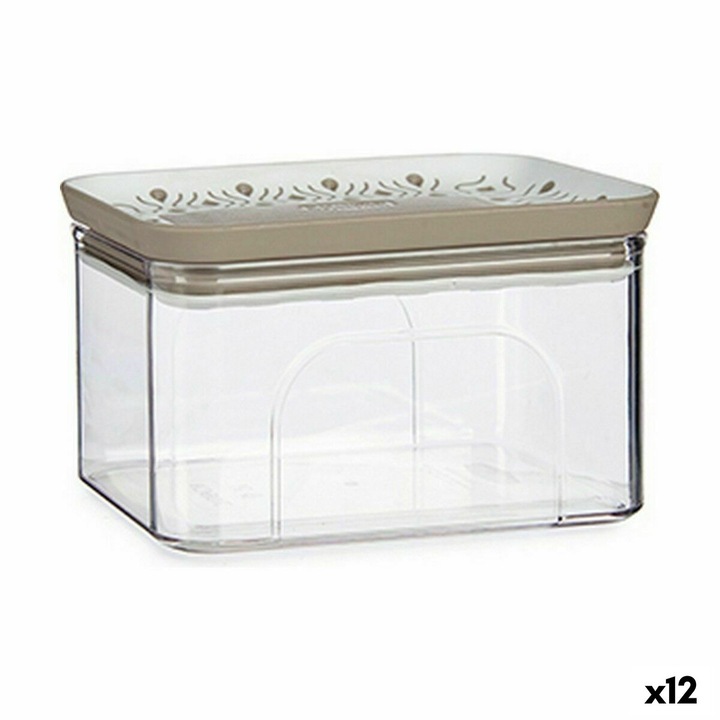 Set 12 recipiente hermetice Stefanplast Tosca, plastic, rectangular, bej, 700 ml, 10,2x8x15,3 cm