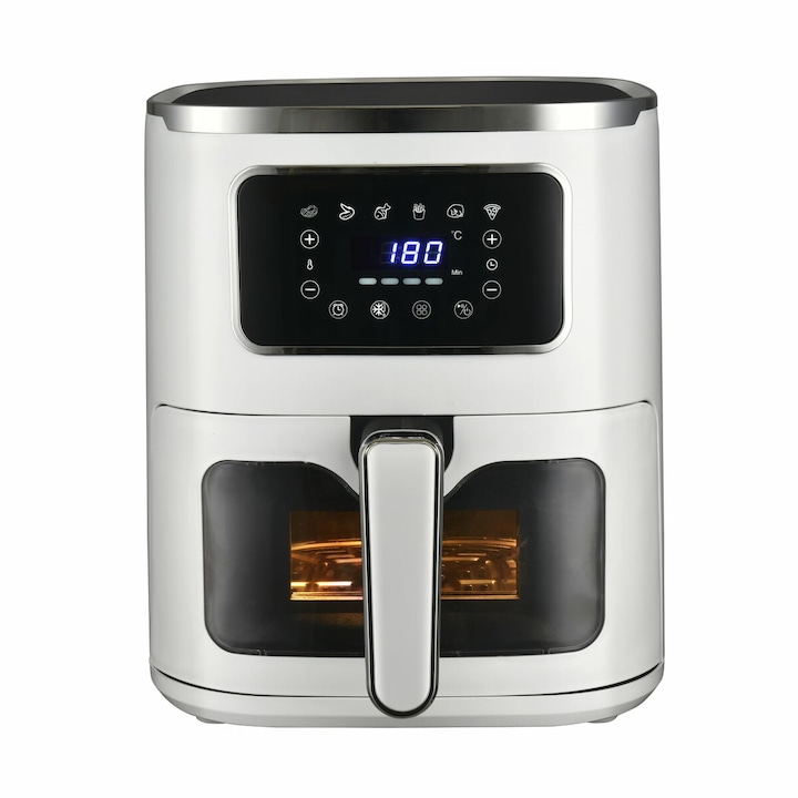 Friteuza cu Aer Cald Dubla Zelmer ZAF 9000, 2700 W, Capacitate 5.5 L + 3.5 L, Functie Air Fry,, Grill, Timer, Negru