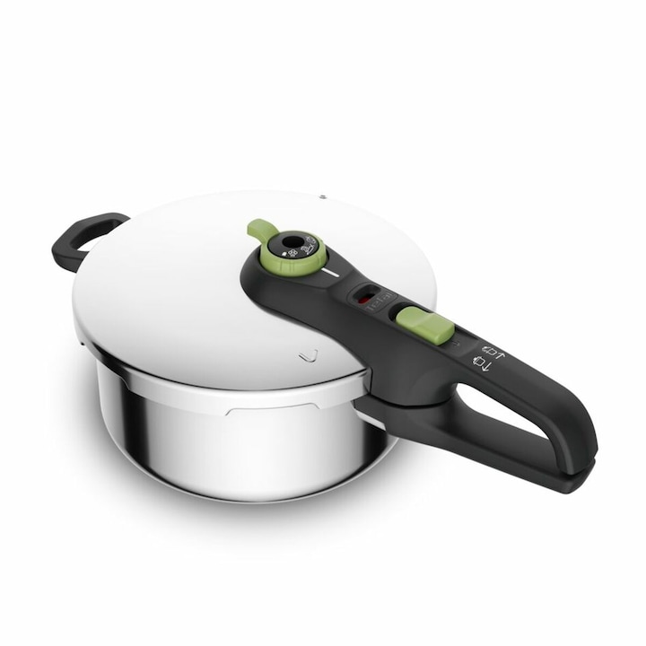 Set ustensile de bucatarie Tefal, oala sub presiune din otel inoxidabil, 4 L, 2 bucati