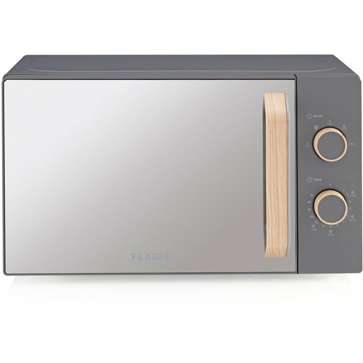 Микровълнова фурна Flama 1832FL, 700 W, 20 L, сива, с таймер и функция за размразяване