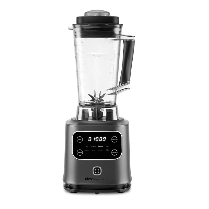 Blender Nutribullet Smart Sense 1500 Combo, NBF550DG, 1500 W, 5 viteze, adaptare inteligenta a vitezei si functie Pulse, vas 1800 ml, cana de calatorie 700 ml cu maner, cupa 900 ml, gri inchis
