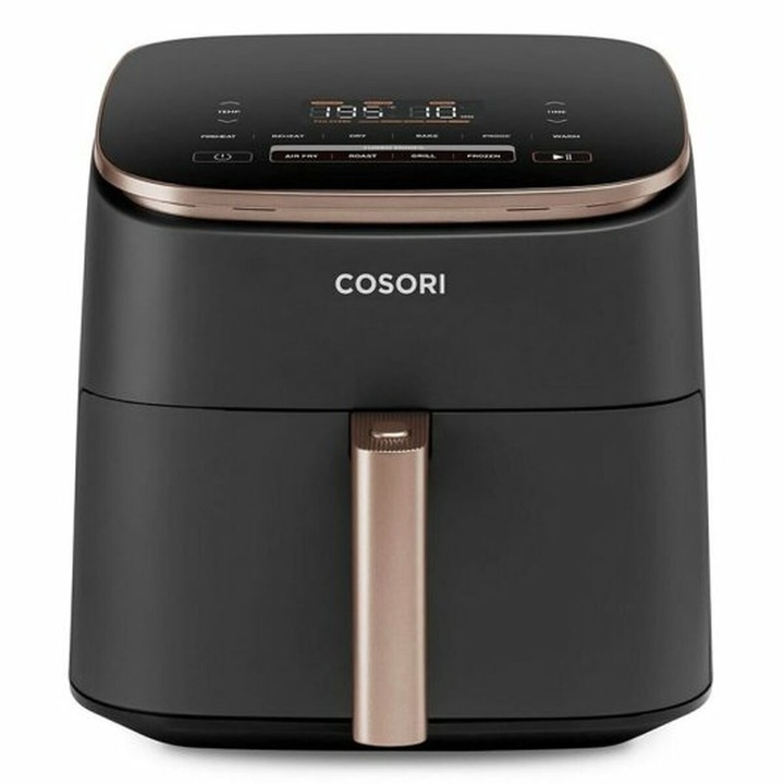 Фритюрник с горещ въздух Cosori TurboBlaze™ CAF-DC602-KEUR, 46% по-бърз, 9 програми, DC мотор, Без BPA, Подарък книжка с рецепти, 6L, Черен