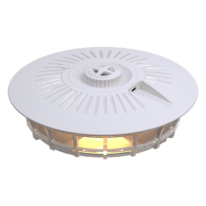 Capcana pentru purici cu etichete de captura, BOMSTOM, ucigas electric de purici alimentat cu baterii AAA/USB, cu 4 moduri de lumina, interioare, exterior, control daunator, lampa netoxica pentru captarea puricilor, capcane naturale pentru insecte, Alb