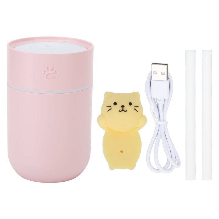 Hordozható párásító 300ml, aranyos dizájn, nagy szórófejes permet, irodába, hálószobába, nappaliba