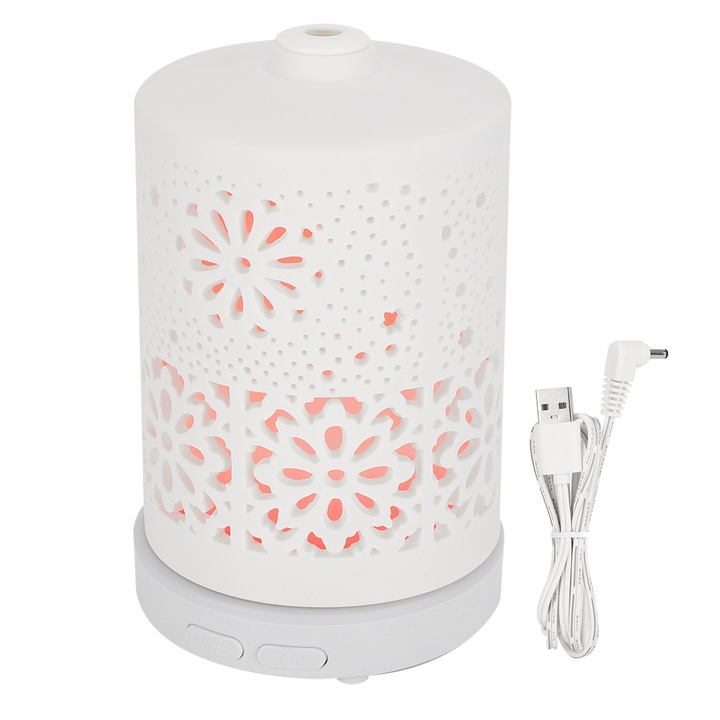 Mini USB párásító 100ml, longziming, kompakt kialakítás, alapvető kapacitás, fehér