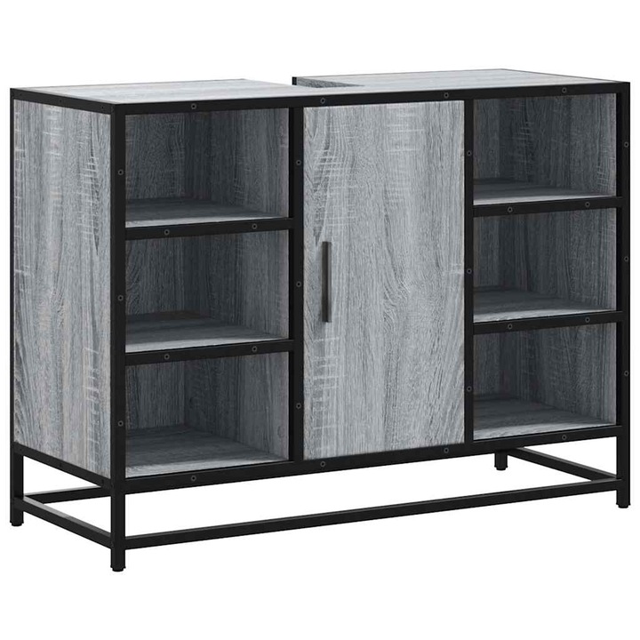 Dulap chiuveta de baie vidaXL, gri sonoma, 80x33x60 cm, lemn compozit, 22.5 Kg