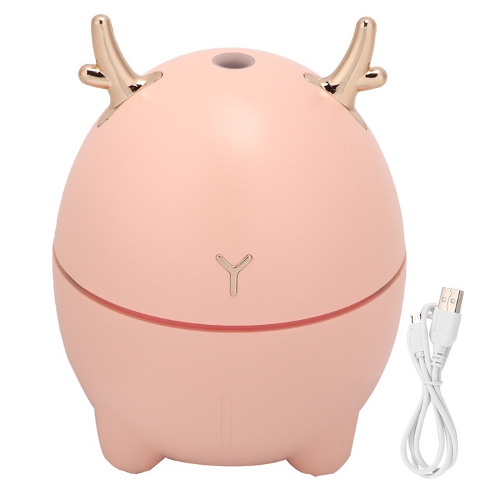 USB légpárásító 200ml, Longziming, szarvas mintázatú, nagy kapacitású, csendes, otthoni és irodai használatra