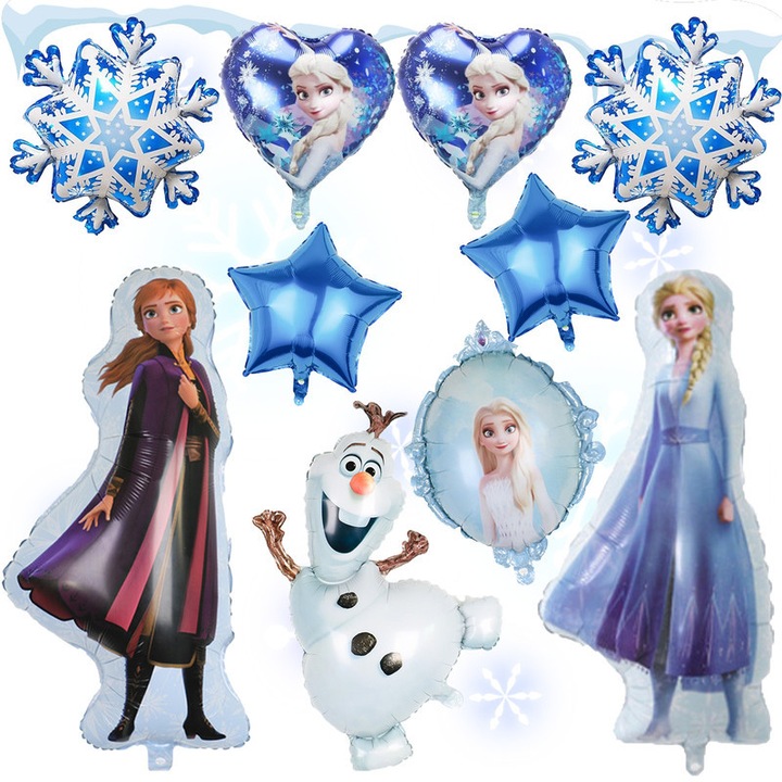 Frozen Léggömbök, 10 db-os Kék Szülinapi Készlet, Elsa Hercegnő Fóliás Léggömb, Elsa Szülinapi Díszléggömbök, Frozen Hópehely Fóliás Léggömbök, Lányok Születésnapi Parti Díszítéshez