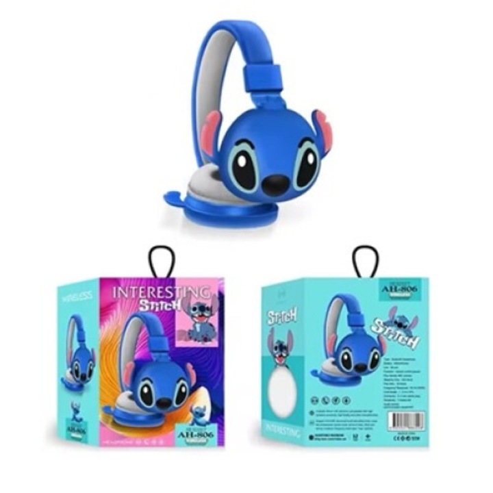 Безжични слушалки AK MARKET, Stitch, AH-806, син