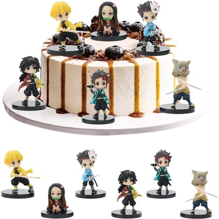 6 Figurines Demon Slayer Cake Topper - Personnages Anime Tueur De Démons, Décoration Gâteau Anniversaire, Mini Statues PVC Collection, Idéal Fête Enfant & Fan Manga