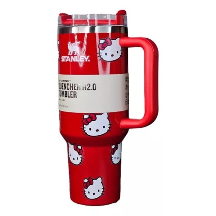 Термос Stanley, неръждаема стомана 304, вместимост 1200 ml, розов с шарка, специален капак със сламка за многократна употреба