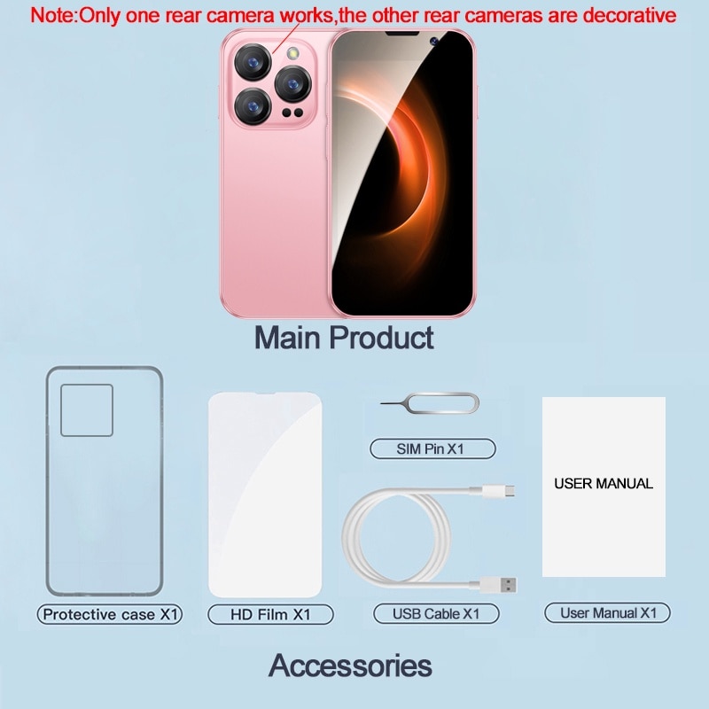 Smartphone mini 3G, Rainbuvvy, XS18 Pro, 2GB RAM, 16GB, Dual SIM, roz