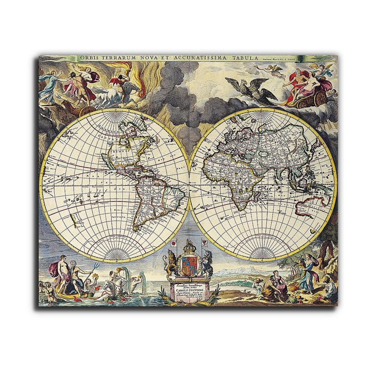 Világtérkép, 1680, vászonkép, 75x65