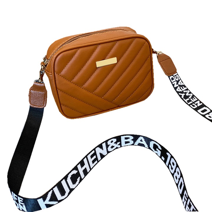 Női válltáska, vízálló, két füllel, cipzárral, Barna