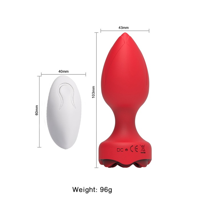 Dop anal cu vibratii, 10 moduri, 8 cm, design ergonomic, waterproof