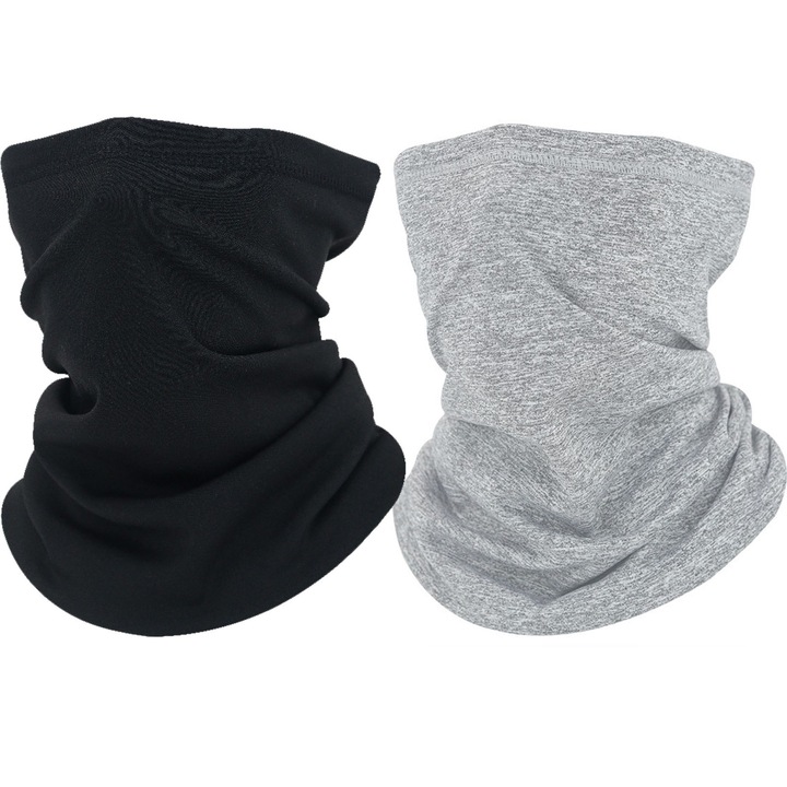 2 db-os férfi sál készlet, SINBINTA, kör alakú, hő- és szélálló, rugalmas, puha, kényelmes, tartós, lélegző, uniszex, síeléshez, túrázáshoz, futáshoz, kerékpározáshoz stb., poliészter / spandex, 45 * 26 cm, szürke/fekete