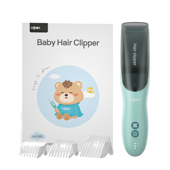 Машинка за подстригване за бебета/деца/възрастни, Fudisenn, много тиха, USB зареждане, 2 мотора, IPX7 водоустойчива, отделение за съхранение на коса, зелен цвят, 20,5x4,2 см