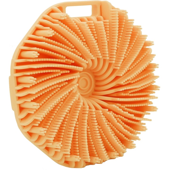 Силиконова гъба за баня, Hggzeg, Силиконова четка за тяло, Дълбоко почистване на кожата на тялото, Ергономичен дизайн, Неплъзгаща се, Антимикробна, Нежно ексфолиране, За почистване, ексфолиране и масаж на тялото, 120 x 35 mm, Жълта