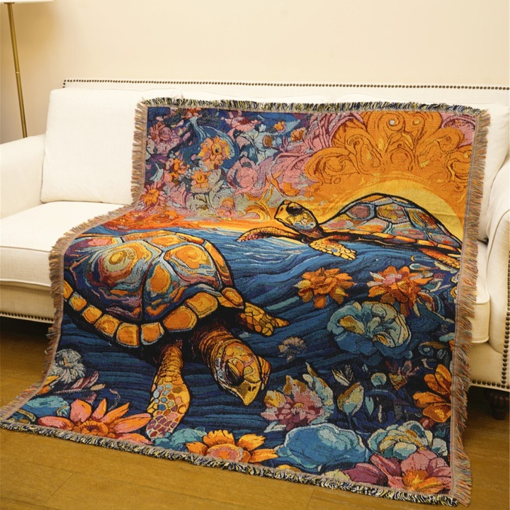 Dekoratív takaró, poliészter/pamut, 130x160cm, többszínű