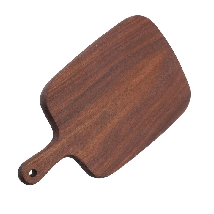 Tava de servire a alimentelor, SINBINTA, Placi de taiat cu maner si gaura, Atingere delicata si textura clara, Rezistent, Nu este usor de deformat, Pentru casa, bucatarie, carne, pizza cu branza, expozitie de fructe, 33*20cm, Maro