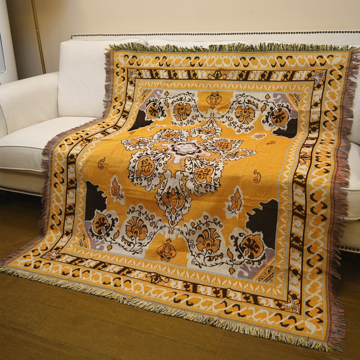 Dekoratív takaró, poliészter/pamut, 130x160cm, többszínű