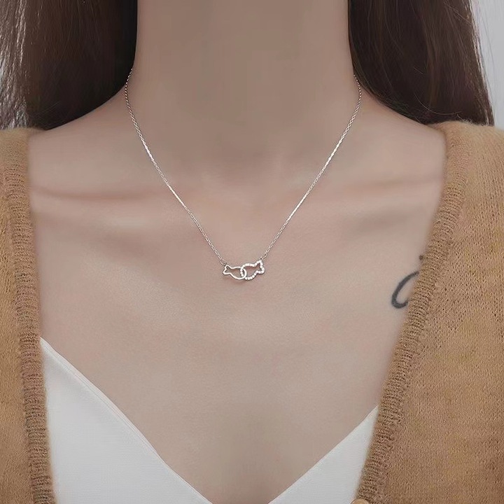 Colier dama, Cupru, design simplu, 450x50mm, argintiu