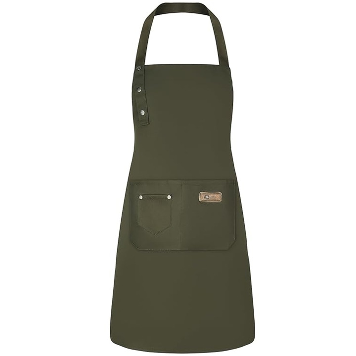 Кухненска престилка за мъже и жени, Hggzeg, Регулируема водоустойчива и издръжлива кухненска престилка, с 2 джоба, лесна за почистване, универсален размер, полиестер, 70*82 см, зелена