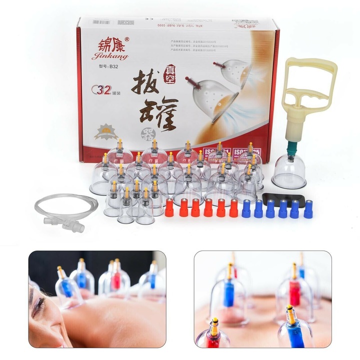 Set de terapie cu ventuze Enforose, ventuze reutilizabile, aspiratie reglabilă, pentru ameliorarea durerilor de spate