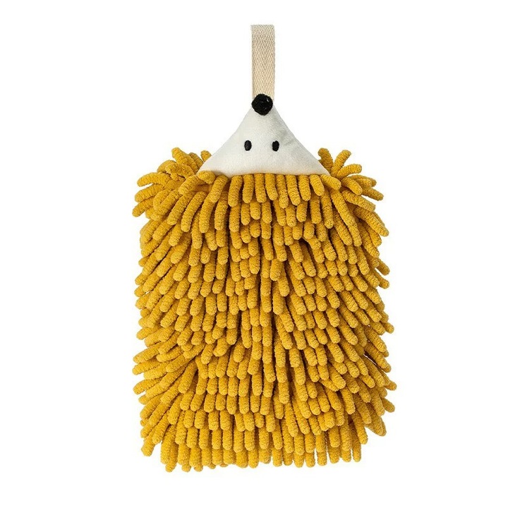 Prosoape din chenille, design arici, pentru baie si bucatarie, galben