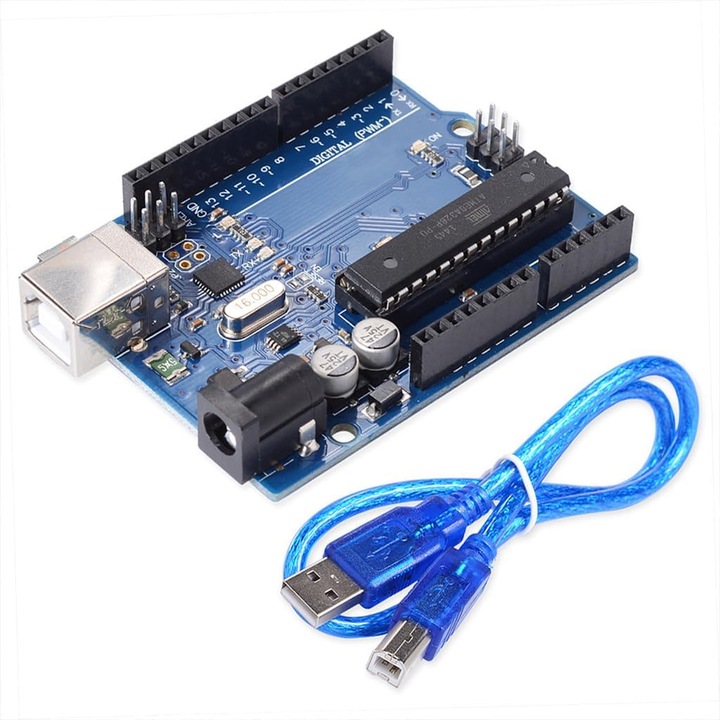 Платка за разработка, съвместима с Mega Arduino, Uno R3, с Atmega16U2, USB, OUYLAF, син